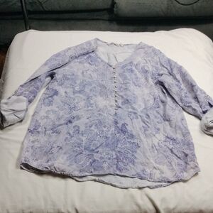 Soft Surroundings Light/Medium Purple Floral Blouse Size Large